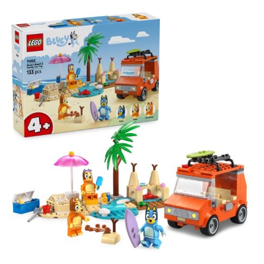 Конструктор LEGO Bluey Пляж і сімейна поїздка на автомобілі Блуї