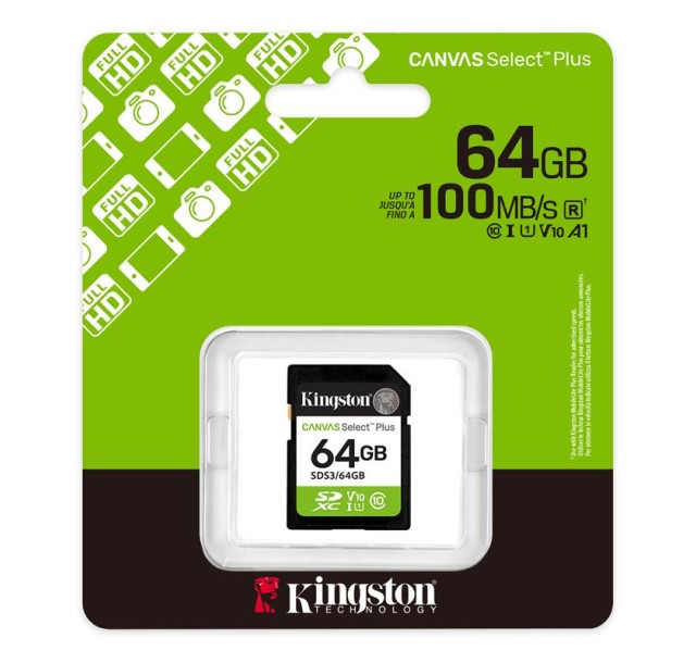 Карта пам'яті Kingston SD   64GB C10 UHS-I V10 R100MB/s