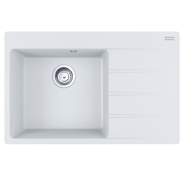 Мийка кухонна Franke Centro, фраграніт, прямокутник, з крилом справа, 780х500х200мм, чаша - 1, врізна, CNG 611-78 TL, білий