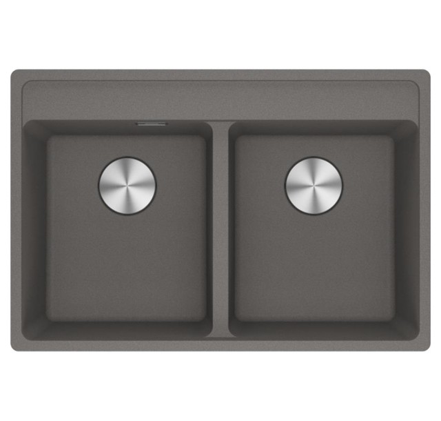 Мийка кухонна Franke Maris, фраграніт, прямокутник, без крила, 760х510х200мм, чаша - 2, врізна, MRG 620 TL, сірий камінь