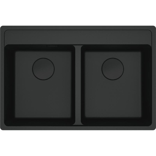 Мийка кухонна Franke Maris, фраграніт, прямокутник, без крила, 760х510х200мм, чаша - 2, врізна, MRG 620 TL, чорний матовий
