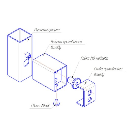 Комплект прих.підкл шнура 25x50 під проф.стояк чорний мат