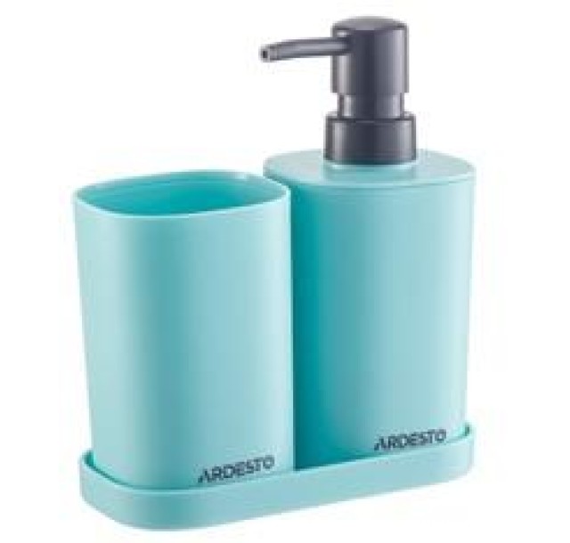 Набір для ванної кімнати Ardesto Vigor 380мл, 3 предмети, поліпропілен, блакитний