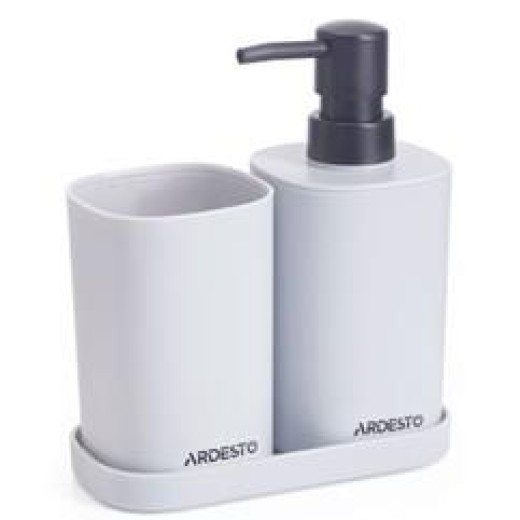 Набір для ванної кімнати Ardesto Vigor 380мл, 3 предмети, поліпропілен, сірий