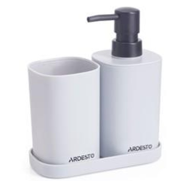 Набір для ванної кімнати Ardesto Vigor 380мл, 3 предмети, поліпропілен, сірий