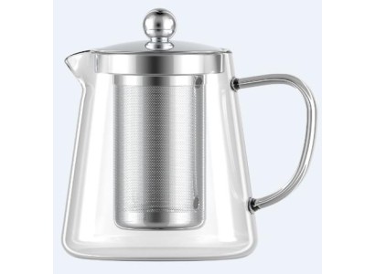 Заварник Ardesto Gemini Milano 550мл, боросилікатне скло, нержавіюча сталь, прозорий