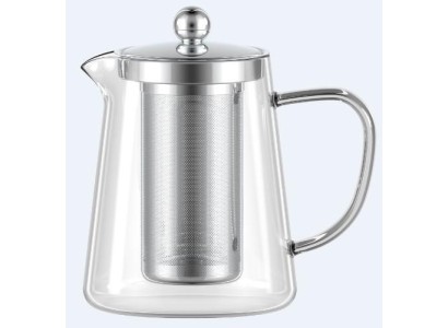 Заварник Ardesto Gemini Milano 750мл, боросилікатне скло, нержавіюча сталь, прозорий