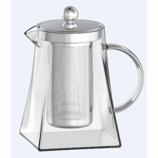 Заварник Ardesto Gemini Roma 950мл, боросилікатне скло, нержавіюча сталь, прозорий