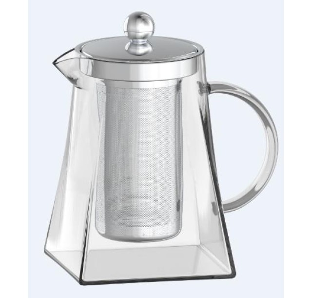 Заварник Ardesto Gemini Roma 950мл, боросилікатне скло, нержавіюча сталь, прозорий