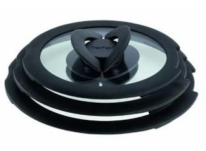 Набір скляних кришок Tefal Ingenio, 16см, 18см, 20см, скло, пластик, чорний