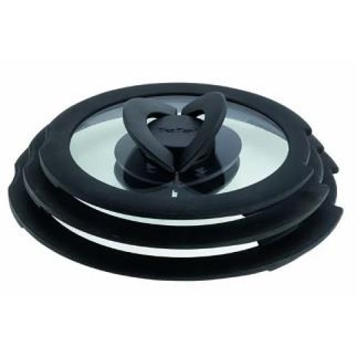 Набір скляних кришок Tefal Ingenio, 16см, 18см, 20см, скло, пластик, чорний