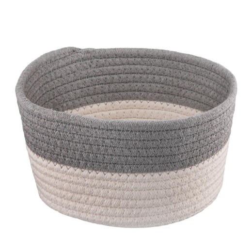 Кошик плетений для зберігання Ardesto Vigor 3.5л, бавовняний шпагат, сірий, білий