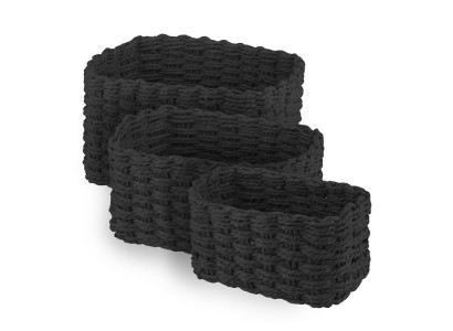 Набір кошиків плетених для зберігання Ardesto Prestigio (3.3/2.2/1.4л), 3 предмети, паперовий шпагат, чорний