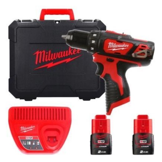 Шурупокрут-дриль акумуляторний Milwaukee M12 BLDDRC-202C 12В 2х2А·год 40Нм 0-550-1700об/хв ЗП C12C кейс 1.2кг