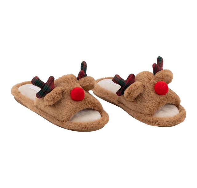 Взуття домашнє Ardesto Christmas 38/39 розмір, 100% поліестер, підошва 100% гума, коричневий