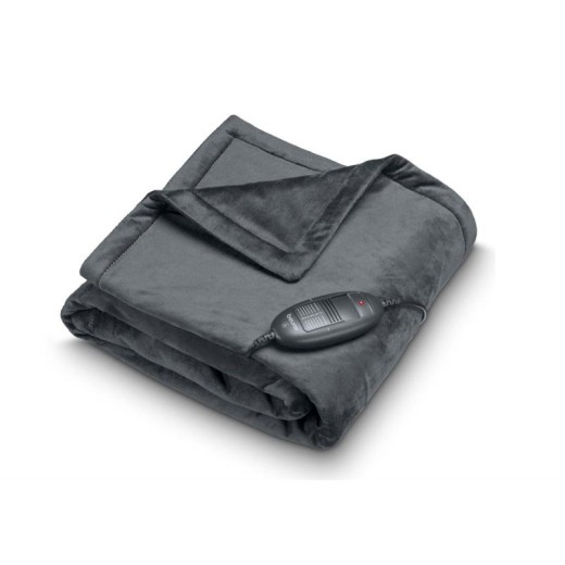 Електропростирадло  Beurer, від мережі, 150х130см, 100Вт, 6 режими, фліс, сірий