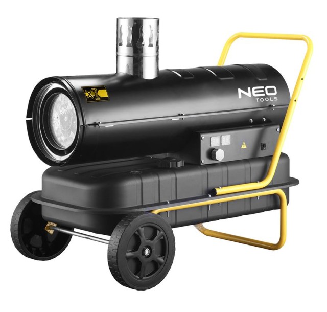 Теплова гармата дизельна Neo Tools, прямого нагріву, 20кВт, 200м2, 600м3/год, колеса, чорний, 21.30кг