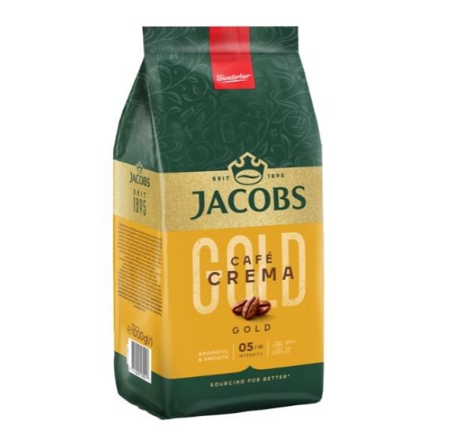 Кава Jacobs  зерна, 1000г, Crema Gold, купаж арабіка/робуста