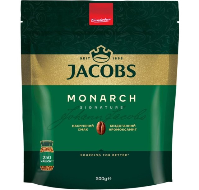 Кава Jacobs  розчинна , 500г, Monarch, купаж арабіка/робуста