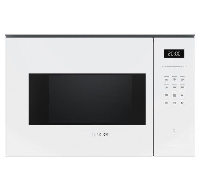 Мікрохвильова піч Bosch вбудована, 25л, електр. керув., 900Вт, гриль, дисплей, білий