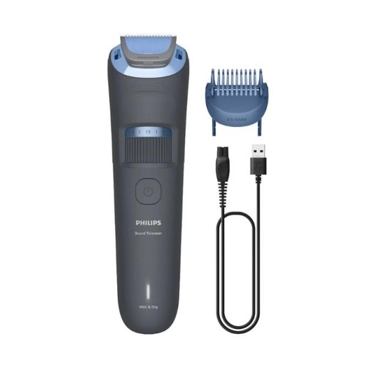Тример Philips Series 3000, для бороди і вусів, акум., сталь, синій