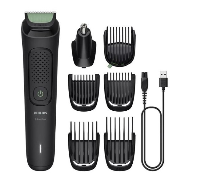 Тример Philips Series 3000, для обличчя, голови, тіла, акум., сталь, чорний