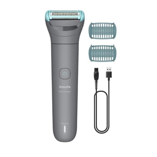 Тример Philips Series 3000, для тіла, акум., насадок-2, сталь, сірий