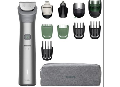 Тример Philips Series 5000, для обличчя, голови, тіла, акум., насадок-9, сталь, сірий