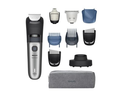 Тример Philips Series 7000, для бороди і вусів, акум., сталь, чорно-сріблястий