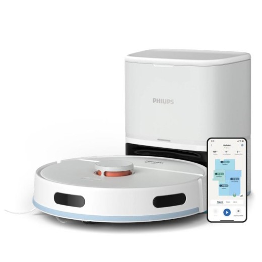 Робот-пилосос Philips Series 2000, h=9.7см, вологе прибирання, конт пил -0.38л, вода -0.3л, автон. робота до 120хв, EPA 11, Wi-Fi, станція самоочищ., білий