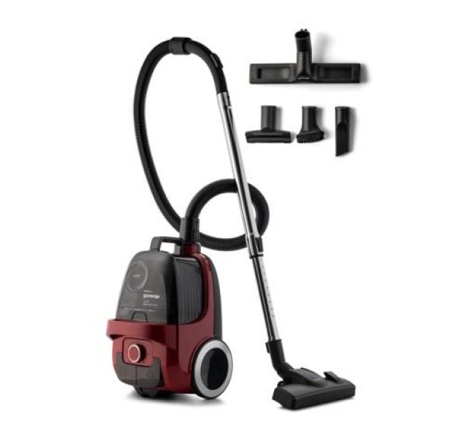 Пилосос Gorenje контейнерний, 800Вт, конт пил -3.3л, HEPA, телескоп трубка, червоний