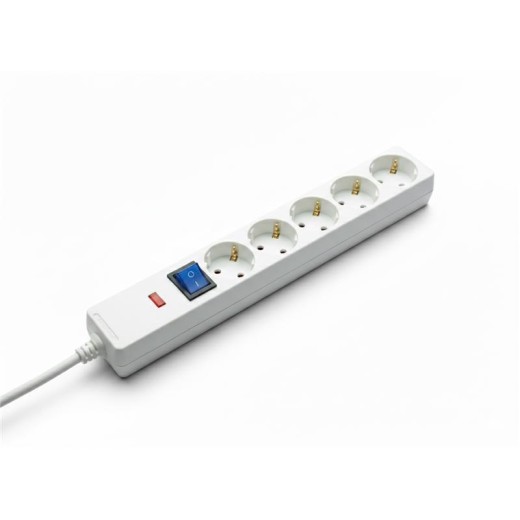 Подовжувач-фільтр мережевий 2E 5xТип F, 3x1.5мм кв, 16A, із захистом від стрибків напруги, 3м, білий