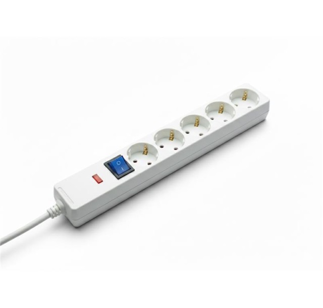 Подовжувач-фільтр мережевий 2E 5xТип F, 3x1.5мм кв, 16A, із захистом від стрибків напруги, 3м, білий