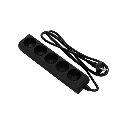 Подовжувач мережевий 2E 5хТип C, 2х1мм кв, 10A, 3м, чорний