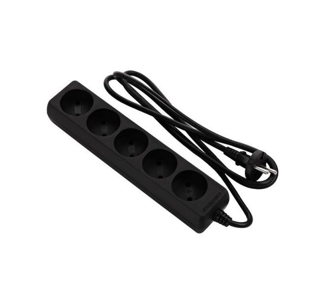 Подовжувач мережевий 2E 5хТип C, 2х1мм кв, 10A, 3м, чорний