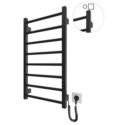 Рушникосушка Hygge Family електрична Leeds, 770х430х80мм, таймер-регулятор, сталь, чорний матовий