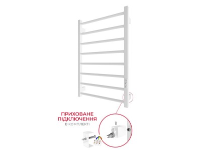 Рушникосушка Hygge Family електрична Leeds, 770х530х85мм, таймер-регулятор, сталь, білий матовий