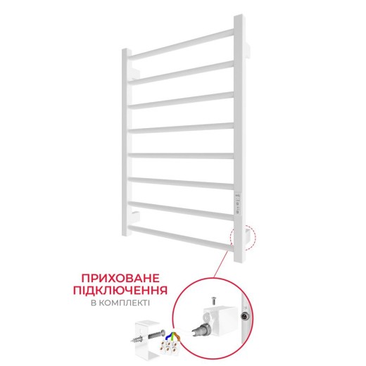 Рушникосушка Hygge Family електрична Leeds, 770х530х85мм, таймер-регулятор, сталь, білий матовий