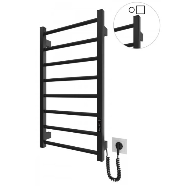 Рушникосушка Hygge Family електрична Leeds, 770х530х85мм, таймер-регулятор, сталь, чорний матовий
