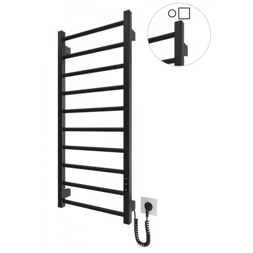 Рушникосушка Hygge Family електрична Leeds, 970х430х80мм, таймер-регулятор, сталь, чорний матовий