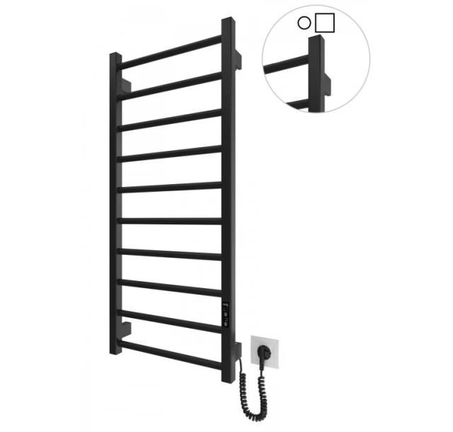 Рушникосушка Hygge Family електрична Leeds, 970х430х80мм, таймер-регулятор, сталь, чорний матовий