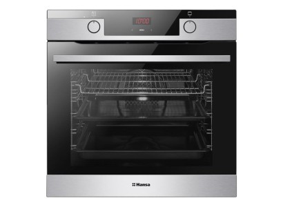 Духовка електр. Hansa, 60см, 77л, A,  гриль, емаль легкого очищення, диспл., нержавіюча сталь