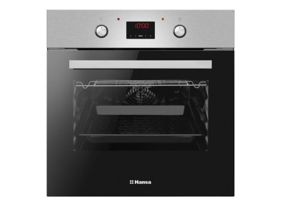 Духовка электр. Hansa, 60см, 62л, A,  гриль , емаль легкого очищення, диспл., нержавіюча сталь