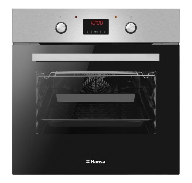 Духовка электр. Hansa, 60см, 62л, A,  гриль , емаль легкого очищення, диспл., нержавіюча сталь