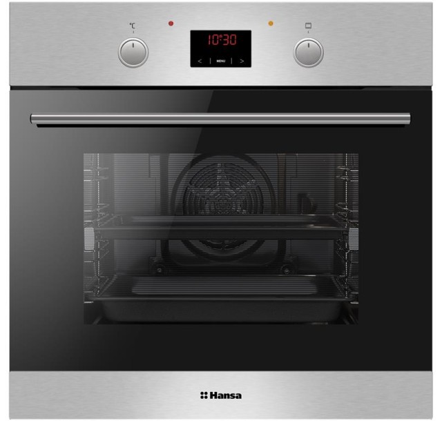 Духовка электр. Hansa, 60см, 65л, A,  гриль , емаль легкого очищення, диспл., нержавіюча сталь