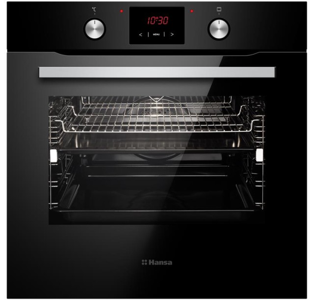 Духовка электр. Hansa, 60см, 77л, A,  гриль, емаль легкого очищення, диспл., чорний
