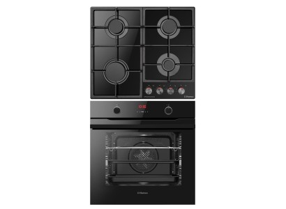 Комплект Hansa (духовка електрична + поверхня газ на склі), чорний