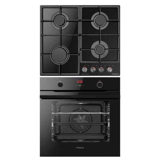 Комплект Hansa (духовка електрична + поверхня газ на склі), чорний