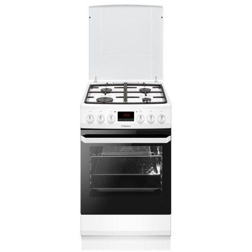 Плита Hansa комбінована, 50х60см, 62л, чавун, газ контр., дисплей, білий