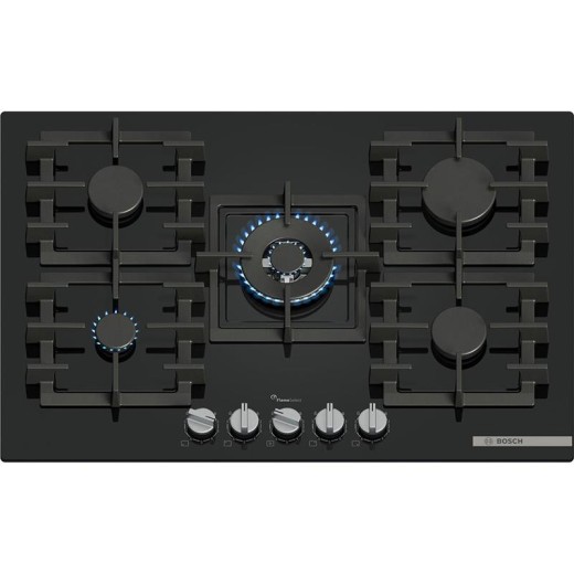 Варильна поверхня Bosch газова на склі, 75см, чавун, чорний